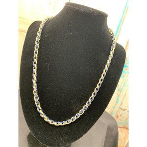 Trifari Chain with lobster clasp  23.5" Length Blue and Gold Tone Metal